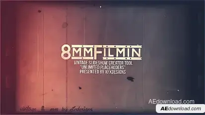 8mm Slideshow Creator Tool For Vintage Film Look Video Displays template preview