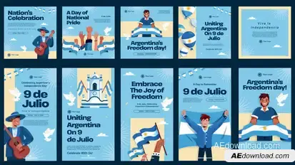 9 De Julio Feed and Stories Instagram Openers template preview