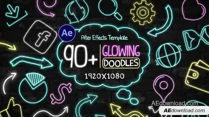 90+ Glowing Doodles Pack Elements template preview