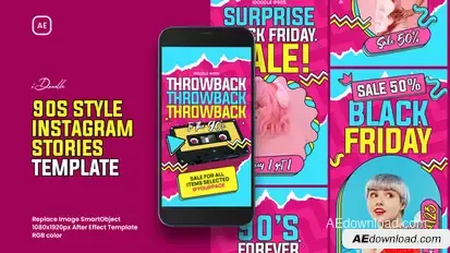 90s Style Instagram Stories Template Elements template preview