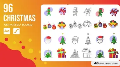 96 Christmas & Winter Animated Icons | After Effects Template & Lottie Animation Elements template preview