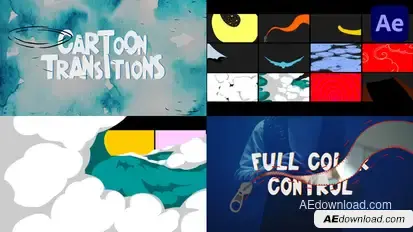 Abstract Cartoon Transitions for After Effects Elements template preview