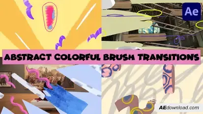 Abstract Colorful Brush Transitions | After Effects Elements template preview
