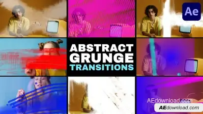 Abstract Grunge Glitch Seamless Transitions | After Effects Elements template preview