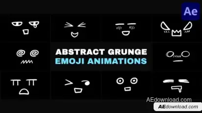 Abstract Grunge Scribble Emoji Animations | After Effects Elements template preview