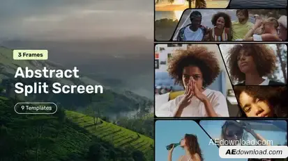 Abstract Split Screen – 3 Frames Video Displays template preview