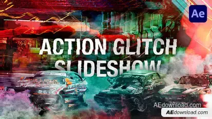 Action Glitch Slideshow Video Displays template preview
