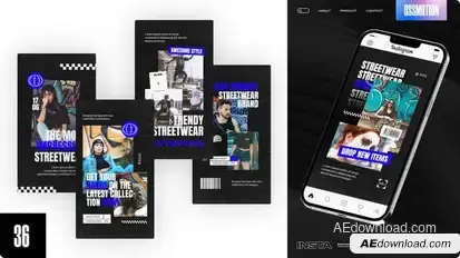 Action Powerful Streetwear Stories Video Displays template preview