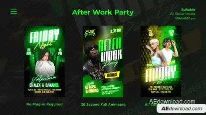 After Work Party Instagram Reels Openers template preview