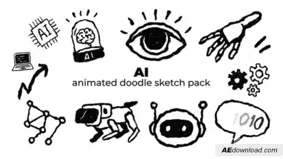 AI - Animated Doodle Sketch Pack Elements template preview