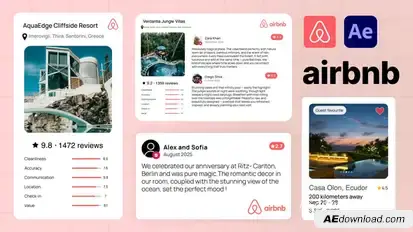 Airbnb UI Mockups - Hotel Listing, Reviews Elements template preview