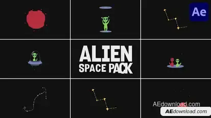 Alien Space Pack for After Effects Elements template preview