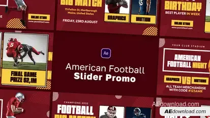 American Football Slide Promo Video Displays template preview