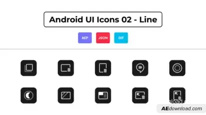 Android UI Icons 02 - Line Elements template preview