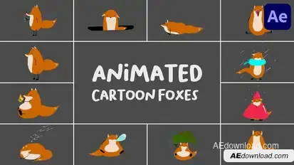 Animated Cartoon Foxes for After Effects Elements template preview