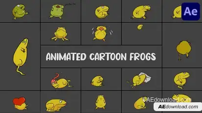 Animated Cartoon Frogs for After Effects Elements template preview