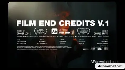 Animated Film End Credits V1 For After Effects Titles template preview