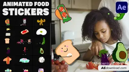 Animated Food Stickers | After Effects Elements template preview