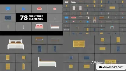 Animated Furniture Elements for After Effects Elements template preview