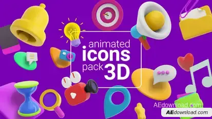 Animated Icons 3D Elements template preview