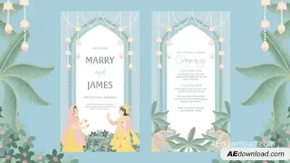 Animated Indian Wedding Invitation Template Video Displays template preview
