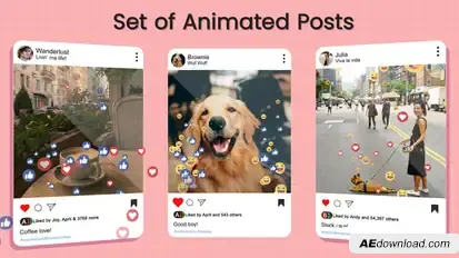 Animated Instagram Hearts Elements template preview