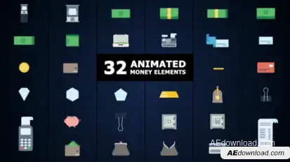 Animated Money Elements for After Effects Elements template preview