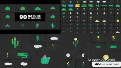 Animated Nature Elements for After Effects Elements template preview