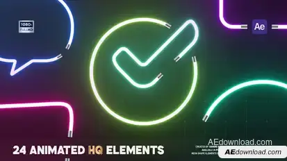 Animated Neon Frames & Icons Elements template preview