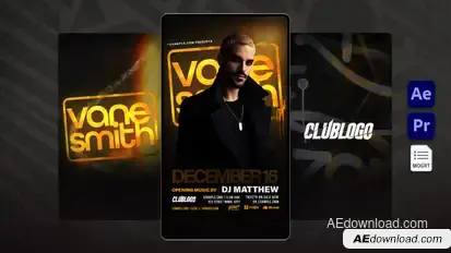 Animated Nightclub Flyer Template Video Displays template preview