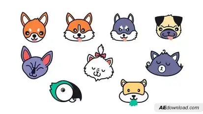 Animated Pet Icons Elements template preview