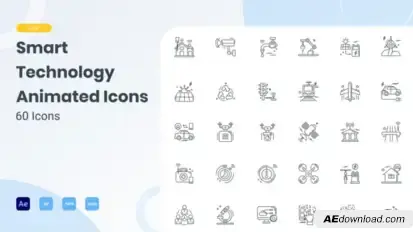 Animated Smart Technology Line Icons Elements template preview