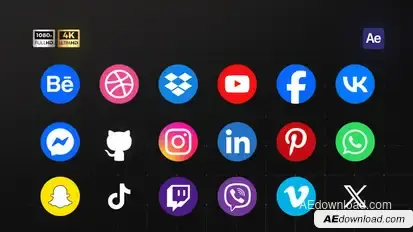 Animated Social Media Icons Infographics template preview