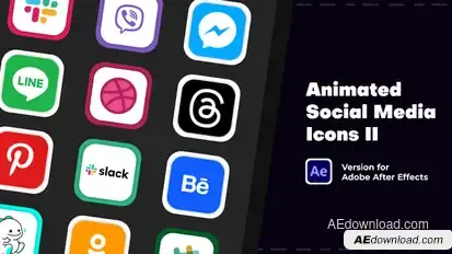 Animated Social Media Icons II Elements template preview
