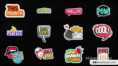 Animated Stickers Titles template preview