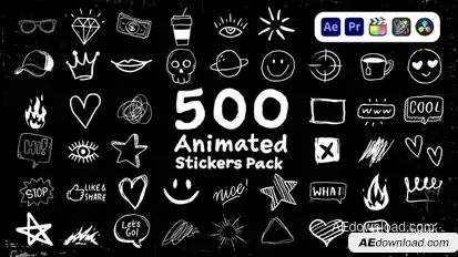 Animated Stickers Pack Elements template preview