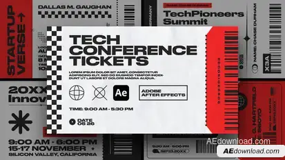 Animated Tech Conference Tickets For Ae Elements template preview