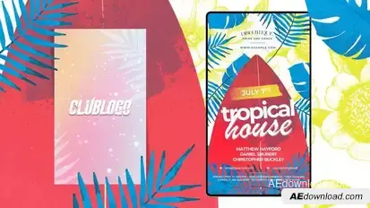 Animated Tropical Club Flyer Template Video Displays template preview