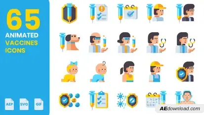 Animated Vaccine Icons Elements template preview