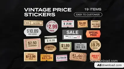 Animated Vintage Price Stickers Elements template preview