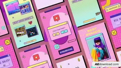 Arcade 8bit Game Windows Interface Instagram Stories Openers template preview