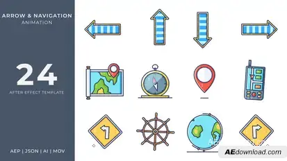 Arrow & Navigation Animated Icons | After Effects Elements template preview