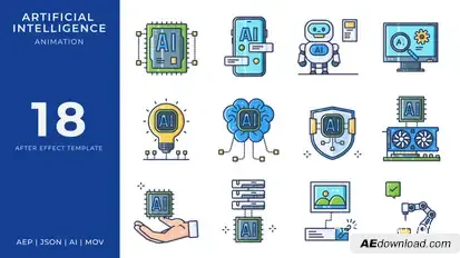 Artificial Intelligence Animated Icons | After Effects Elements template preview