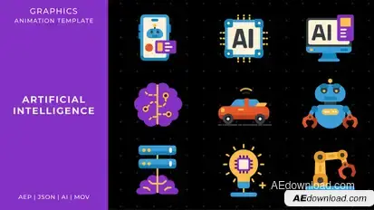 Artificial Intelligence graphic animation template | After Effects Elements template preview