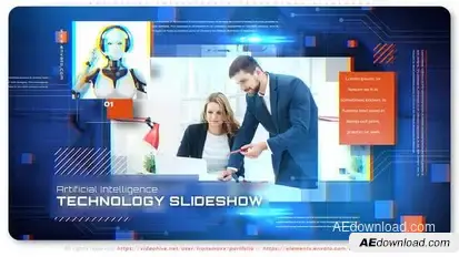 Artificial Intelligence Technology Slideshow Video Displays template preview
