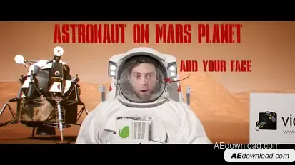 Astronaut with Flag on the Mars Planet Elements template preview