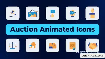 Auction Animated Icons Elements template preview