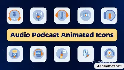 Audio Podcast Animated Icons Elements template preview