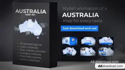 Australia Map Animation - Commonwealth of Australia Map Kit Video Displays template preview