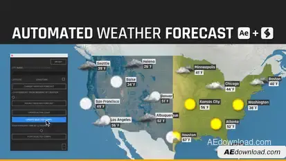 Automated WEATHER Forecast - Script and Template for After Effects broadcast-packages template preview